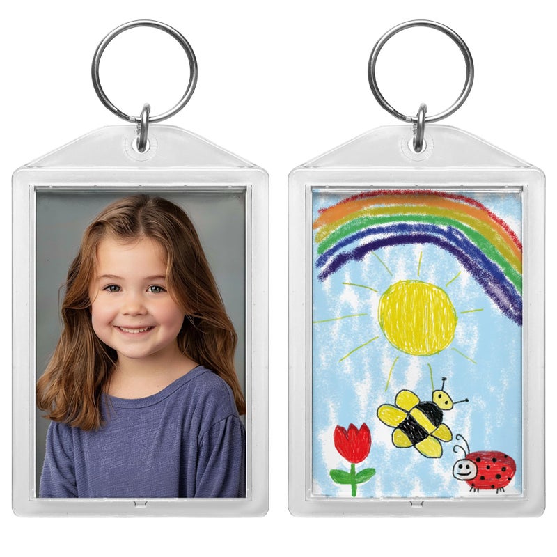 Snapins Clear Acrylic 2" x 2.875" Photo Keychains - Pack of 25 - Image 1